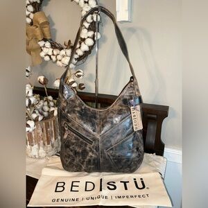 NWT Bed Stu Leather Argus Shoulder Bag Hobo Black Lux MSRP $295